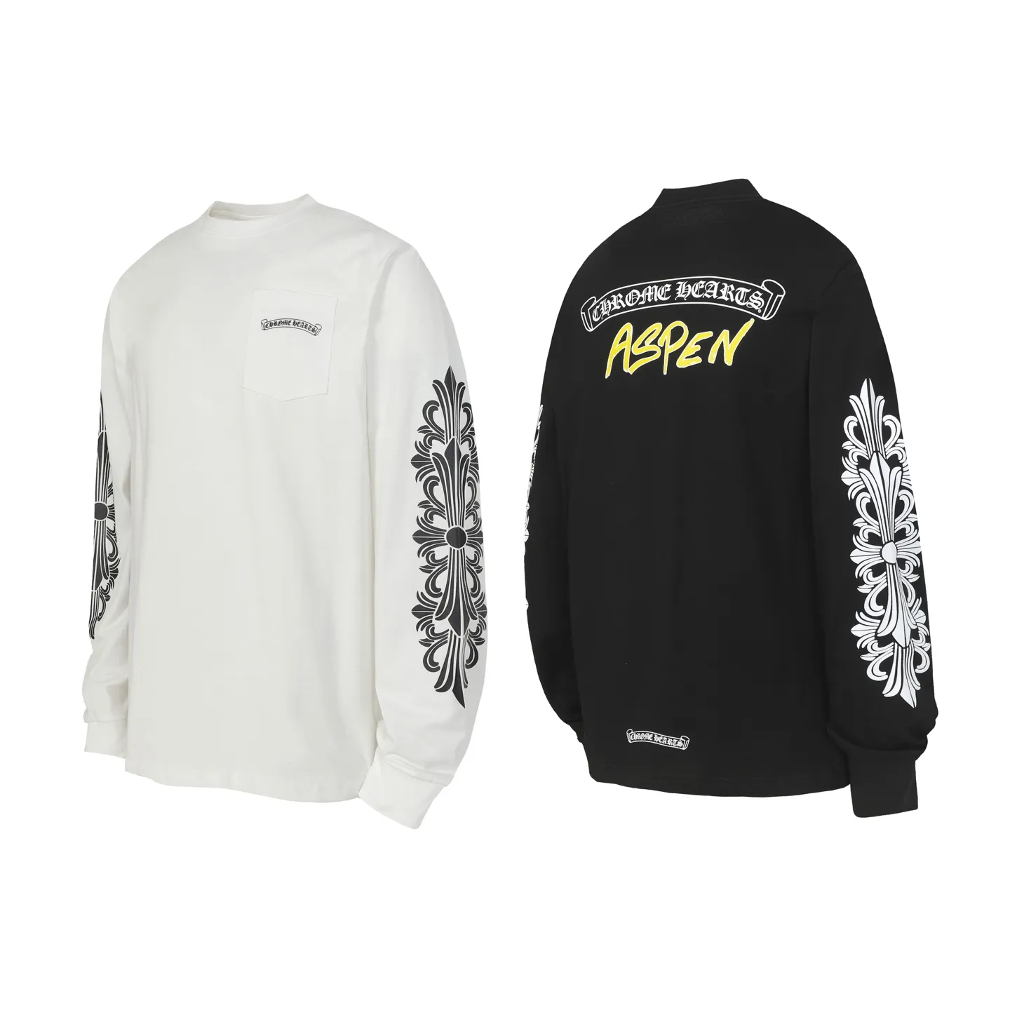 P160 #K2117 cross-border model. Those who pursue quality, please do not place an order. -Chrome Hearts/Chrome Hearts 23ss Sanskrit printed popular long-sleeved T-shirt -High weight, high density and high quality. The wool is soft, delicate and skin-friendly. It feels soft and silky. It has excellent warmth and skin-friendly properties. XL